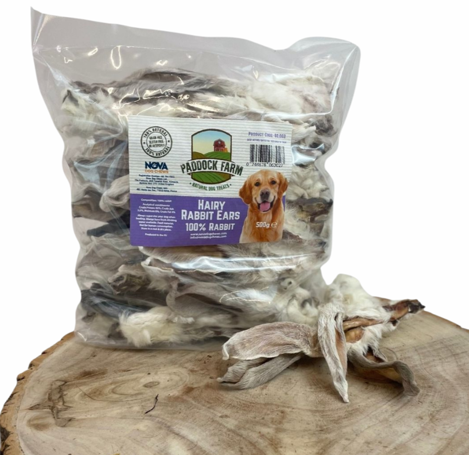 Rabbit Ears With Fur  Natural Dog Treats
