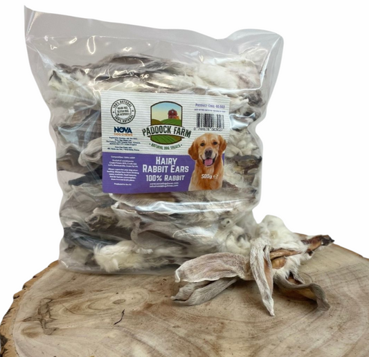 Rabbit Ears With Fur  Natural Dog Treats