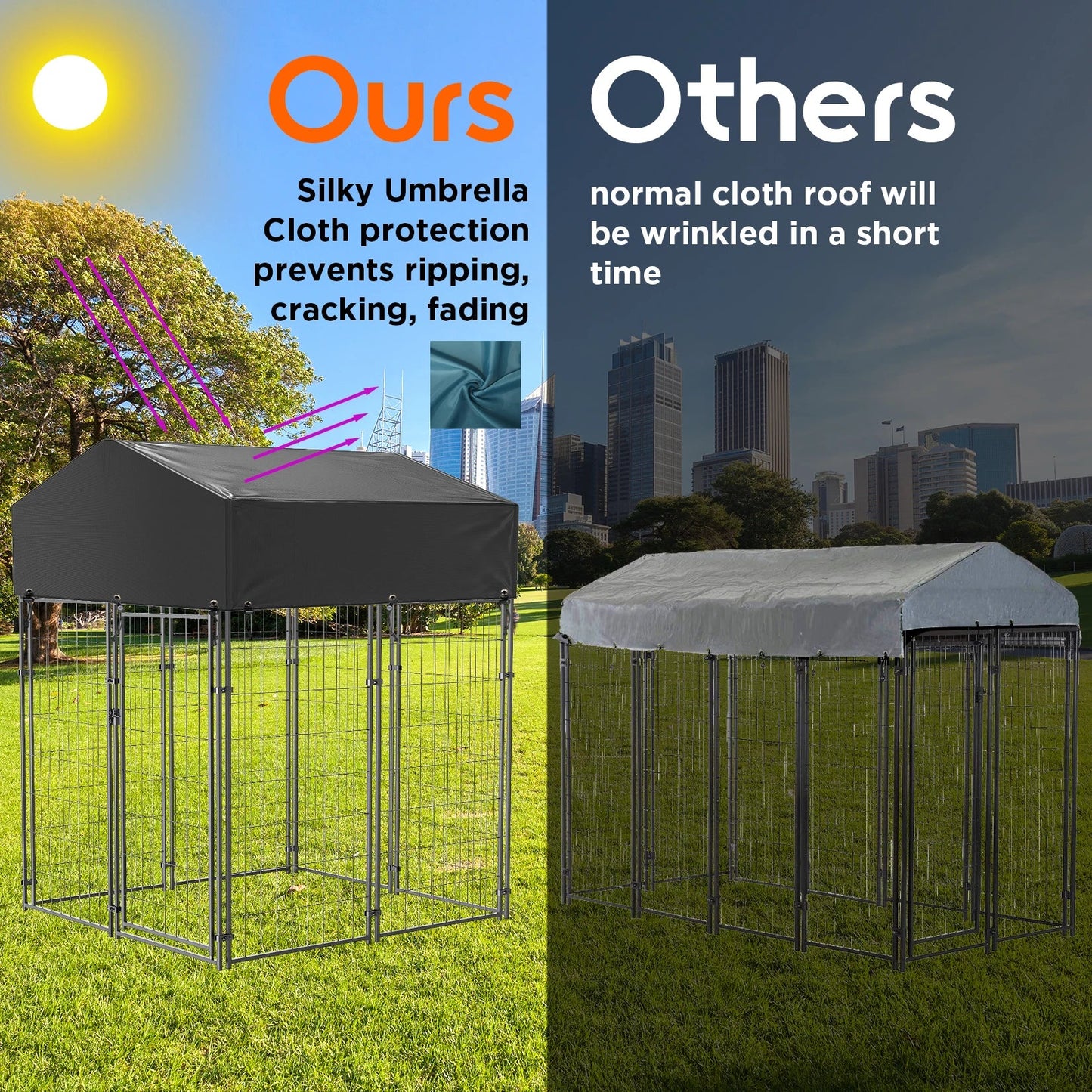 Oversize Dog Cage, Pet Run Enclosure, Playpen with Roof, for Outdoor Pet Kennel, High Fence