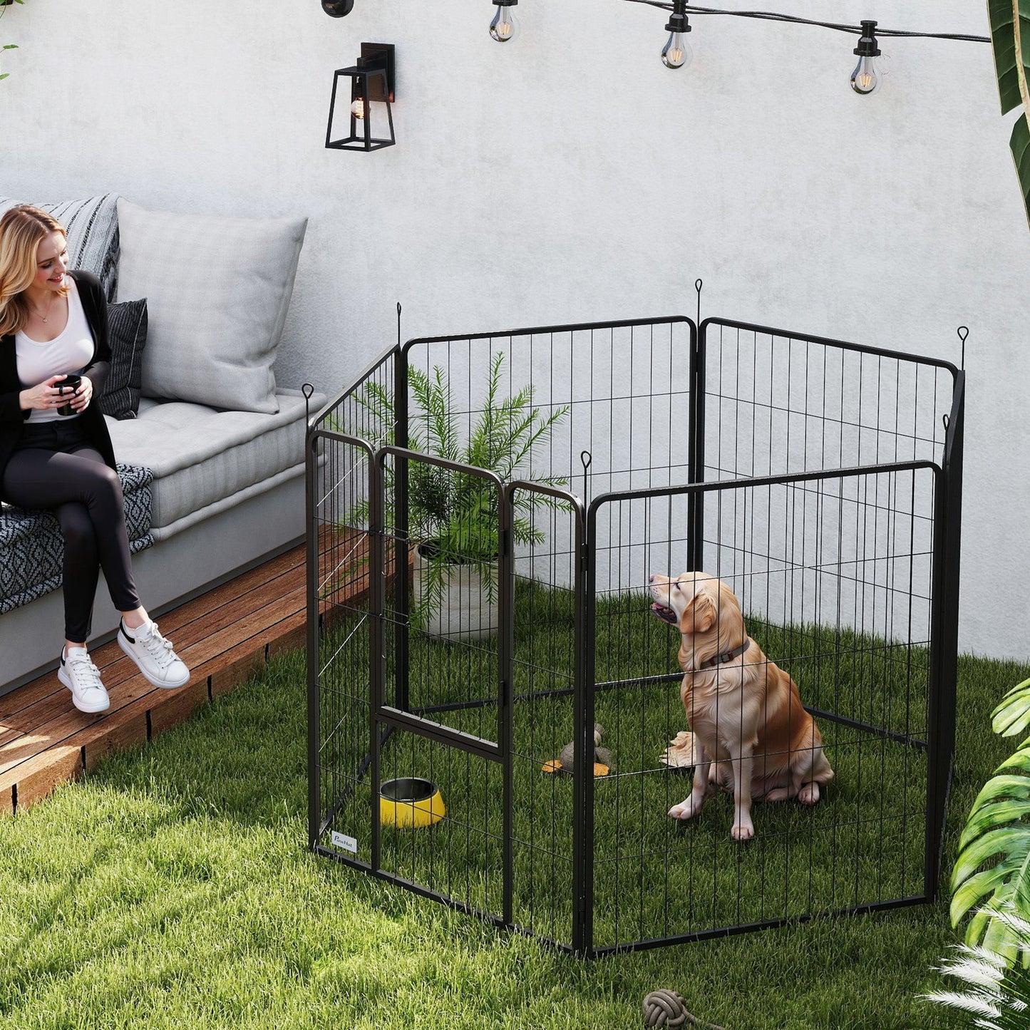 PawHut Dog Playpen, 6 Panels Puppy Pen Dog Playpen, 80cm High