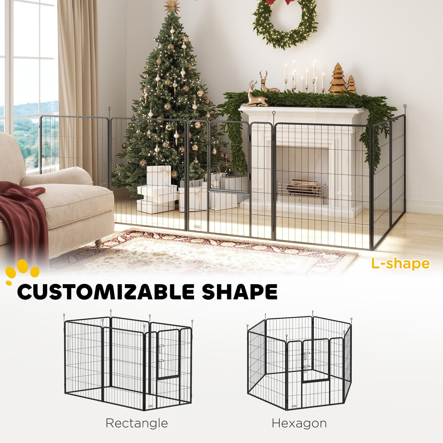 PawHut Dog Playpen, 6 Panels Puppy Pen Dog Playpen, 80cm High