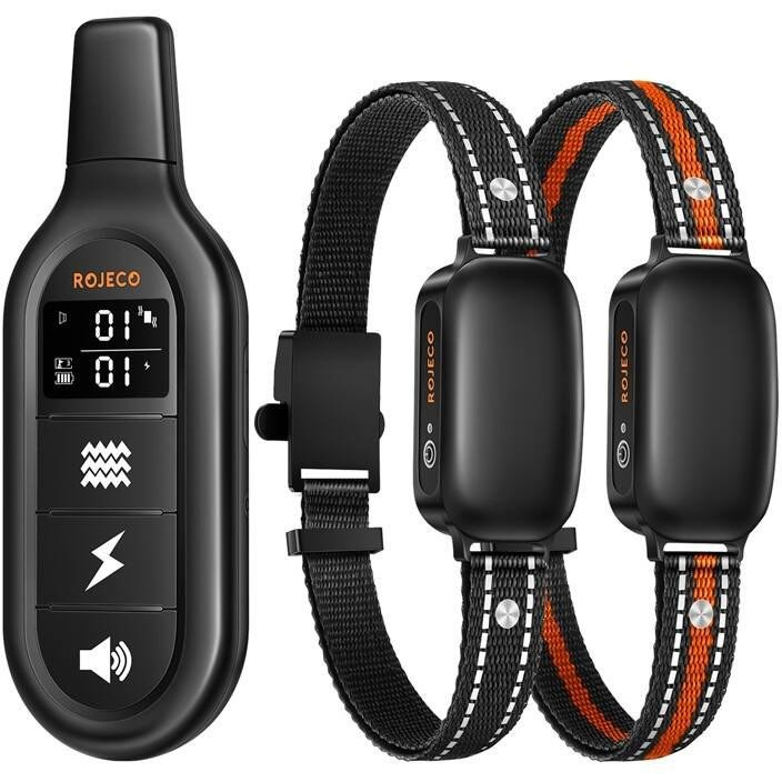 RojecoPD521 1000m Dog Training Collar with 2 collars (black)