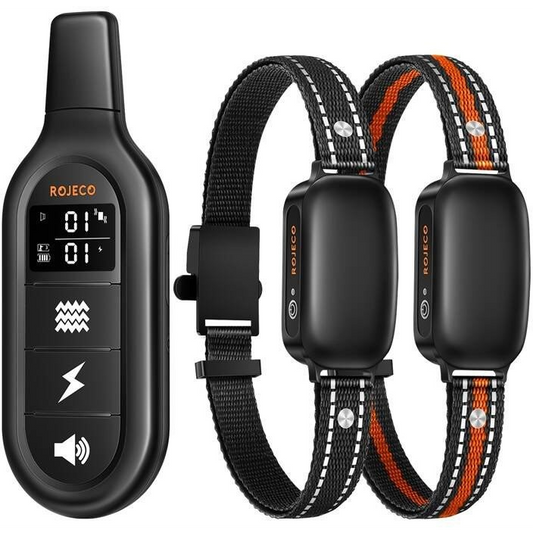 RojecoPD521 1000m Dog Training Collar with 2 collars (black)